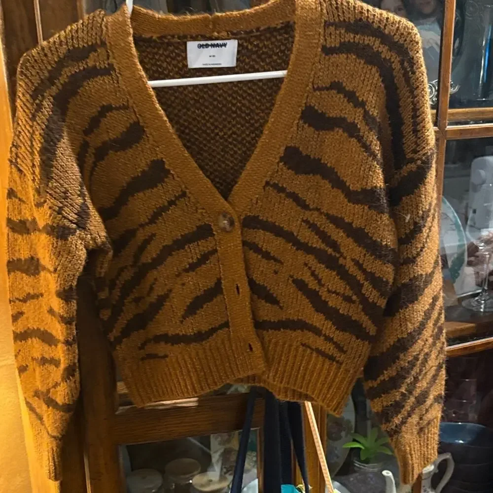 Old Navy Brown and Black Striped Sweater